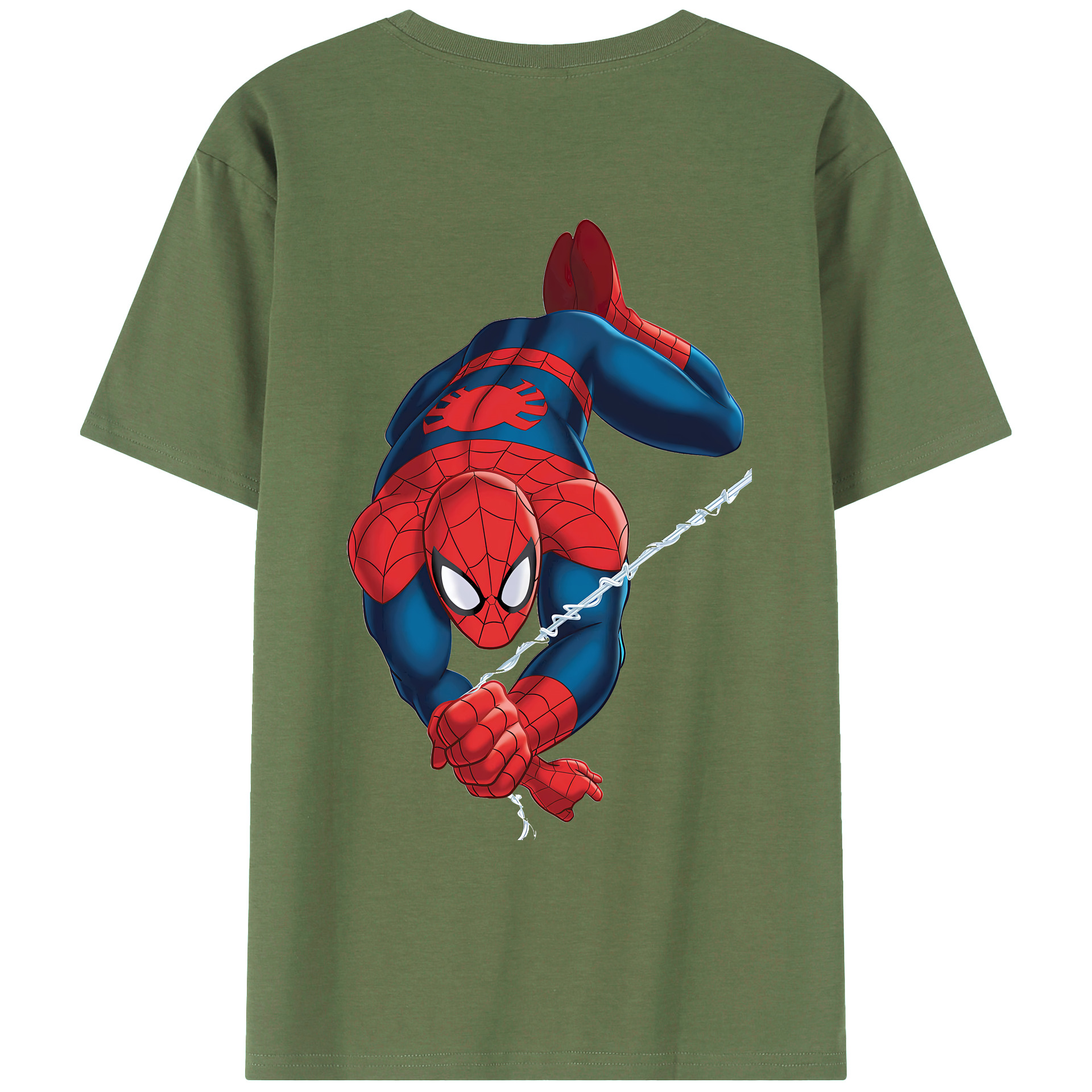 （画像用） Spider Man スパイダーマン 綿100％ メンズ半袖Tシャツ（バックプリント） 通気性